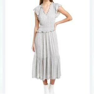 Rebecca Taylor Light Grey Heather Jersey Midi Dress Small